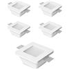 Eurekaled® - 5 pezzi Portafaretti in Gesso CERAMICO da Incasso Quadrato con Vetro per Controsoffitti per GU10 e MR16