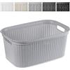 KADAX Cesta Portabiancheria in Plastica per Bagno e Lavanderia, Cesto della Biancheria Sporca, Cestino del Bucato, Porta Biancheria (Grigio Chiaro, 27 L)