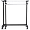 GYMAX Stendibiancheria Verticale, Stendino da Balcone, Stendino Regolabile, con 6 Ruote, di Metallo e Plastica, Nero, (93-168) x(91-160) x43 cm