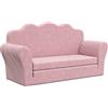 vidaXL Divano Letto per Bambini a 2 Posti Rosa in Morbido Peluche