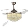 MaoKAW Lampadario , Ventilatore da soffitto retrattile Crystal Fandelier con luci e telecomando, ventilatore da soffitto a lampadario da 36 pollici, 3 velocità, 3 colori, dimmerabile, for soggiorno, camera d