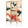 framed concept - Paravento divisorio in legno 135 x 172 cm, 3 pezzi, unilaterale, in stile orientale