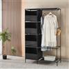 IlGruppone Armadio Aperto con Appendiabiti e Scaffali in Tessuto, Guardaroba Salvaspazio 105x45x170 cm, Struttura in Metallo, Organizer per Abiti Scarpe e Accessori, Colore Nero (Armadio Aperto - 105x45x170 cm)