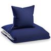 sleepwise "Soft Wonder" - Biancheria da Letto, Extra-comfort, Traspirante, Antipiega, Ipoallergenico, Completo Copripiumino, 2 Pezzi - 140x200cm e 1x 65x65 Federa, Blu oceano/grigio chiaro