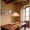 Generico Lampadario a sospensione classico a 1 luce catena ferro battuto e vetro con striature e decoro ambra coll. 647 per sala da pranzo, camera da letto, corridoio, ingresso, soggiorno, salotto, cucina.