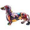 BZHIB Statua di cane bassotto colorata da 21 cm realizzata a mano, figurina in resina per decorazione di scrivania e mensole, decorazione unica per casa e ufficio, regalo per gli amanti dei cani (D