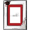 Generico Cornice Portafoto Laurea in Argento PVD, 10x15 cm, con Tocco e Diploma, Rosso