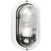 GLOUPIE Plafoniera Da Esterno Ovale A Parete Helios Bianca IP44 Potenza 60 W, L 20,4 x P 9,5 H 11,5 Cm Con Porta Lampada E27