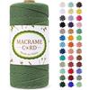 LEREATI Corda Macrame 2mm x 200m, Filo Macrame Cordoncino Cotone Naturale Spago Colorato, Cordino per Borse Uncinetto, Arazzo da Parete, Fai da Te Artigianato, Decorazioni (Army Green)