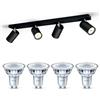 Philips Kosipo Lampada faretti da soffitto (Nero) - Luce bianca calda - Faretto da soffitto 4 punti luce - GU10 - Non dimmerabile
