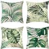Zoulile Federe Cuscini Divano 70x70 cm Set di 4 verde Cuscini per Divano foglia Cuscini da Esterno in Lino Piazza Cuscini Decorativi Federe Confezione per Divano Soggiorno Ufficio Auto Regali Home Decor