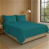 NARCISO - Completo Lenzuola Matrimoniali 4 Pezzi Tinta Unita Embossed, Set Lenzuola Matrimoniali in Microfibra Traspirante ed Anallergica, Biancheria da Letto Made in Italy, Colore Ottanio