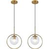Moddeny Lampade a Sospensione in Vetro Globo Vintage Lampada a Sospensione a soffitto in Metallo a Testa Singola in Ottone Lampadario a Sospensione E27 da 9,8 Pollici per Cucina Sala da Pranzo
