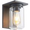 Lucande Applique da Esterno Vintage, Lanterna Decorativa Giardino Lampada Retro a Parete per Portico Ingresso Terrazzo Paralume in Vetro Temperato Stile Moderno Minimalista