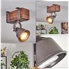 hofstein Lampada da soffitto HOFSTEIN Pehefito, lampada a 1 luce in metallo/legno grigio/marrone scuro, regolabile design industriale/retrò/vintage con travi legno, GU10, sala pranzo, soggiorno, cucina
