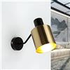 Licht-Erlebnisse Lampada da parete con braccio per interni Palermo Faretto Spot dal design industriale color ottone nero E27 ideale per il soggiorno cucina