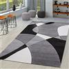 TT Home Tappeto Soggiorno Moderno Pelo Corto Effetto 3D Geometrico A Onde, Colore:Bianco Nero 2, Dimensione:200x290 cm