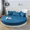 KXCAQ Lenzuolo morbido cotone rotondo lenzuolo con angoli tinta unita copriletto rotondo set biancheria da letto coprimaterasso coprimaterasso lenzuolo morbido 220x220 cm Lakeblue