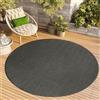 TAPISO Tappeto Rotondo a Pelo Corto, per Interni ed Esterni, Resistente ai Raggi UV, Colore Grigio Scuro, Tinta Unita, per Soggiorno, Camera da Letto, cameretta dei Bambini, Design Moderno, Öko-Tex
