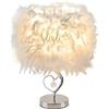 GUANSHAN Lampada da comodino GUANSHAN con piume, paralume moderno da tavolo con piume e base in cristallo a forma di cuore e metallo per soggiorno, camera da letto, bar, ristorante, hotel