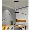 WJYCYN Moderno LED sala da pranzo luci a sospensione nero arco dimmerabile elampada a sospensione ufficio soffitto lampadario tavolo da pranzo lampada altezza regolabile soggiorno camera da letto 100cm/45W
