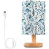 Generic Lampada da comodino con pesce oceano con alghe per camera da letto, lampada USB piccola comodino con base in legno per camera da letto, soggiorno, scrivania da ufficio