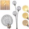 hofstein Lampada da terra Bernado dimmerabile all'infinito in nichel opaco/argento, G9, 3 globi metallici, lampada ad arco, soggiorno/camera da letto/corridoio, interruttore a pedale sul cavo, senza lampadine