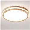 LIGKIN Plafoniera a LED moderna, 24 W, rotonda, in legno, 4500 K, luce neutra, per soggiorno, cucina, corridoio, sala da pranzo, camera da letto, Ø 30 cm
