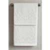 Corredocasa Coppia Asciugamani Bagno per Viso e Ospite, Made in Italy - Soffice Spugna di Cotone con dettagli in Macramè con Manifattura Italiana di Alta Qualità - 60x110cm e 40x60cm (Bianco)