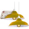 LEDSone Industrial Hanging Ceiling Lampshade, Retro Kitchen Hanging Ceiling Lights, Vintage Metal Loft Bar Pendant Light, Rustic Pendant Lampshade (Yellow, 2 Pack)
