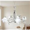 Generico Lampadario in ferro battuto bianco e argento a 5 luci coll. Angy per salotto, soggiorno, sala da pranzo, cameretta, camera da letto