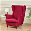 Hixingo 2 Pezzi Copripoltrona con Orecchie Elasticizzato, Colore Solido Copripoltrone Lavabile Copri Poltrona Soggiorno, Copertura Poltrona Universale (Rosso vino,One size)