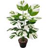 YJWZ Palma Artificiale in Vaso Piante Finte da Interno ed Esterno con Foglie Realistiche Pianta Finta Tropicale Areca per Decorare Casa,Ufficio Giardino Soggiorno e Tavolo (Monstera bianca da 55 cm)