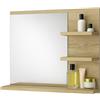 FreshYou Specchio da bagno con 3 ripiani, sospeso, specchio per corridoio, camera da letto, bagno, Sonoma Oak 60X50 cm - Destro