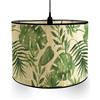 Morbuy Paralume Lampada in Bambu, Motivo Foglie Tropicali Stile Vintage Diametro 30cm Paralume a Tamburo Paralume Lampada da Tavolo Paralume Lampada da Terra Moderno (Foglie verdi)