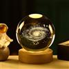 JHzood 3D Crystal Ball Nightlight Decor Lamp, Solar System Planets Crystal Ball Sphere Table Decor Crafts, With Base, Home Room Led Night Lamp-USB Powered (Milky way)
