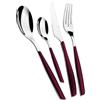 BUGATTI, Glamour, Set Posate 4 Pezzi in Acciaio Inox 18/10, Servizio Posate per 1 Persone Composto da 1 Cucchiaio, 1 forchetta, 1 Coltello e 1 cucchiaino (Rosso Granata)