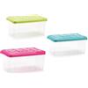 PlasticForte Box Scatola Contenitore con coperchio in plastica vari misure Mini Scatola con coperchio e clips (3 box da da 5 lt 29 x 19 x 14 cm)