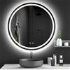 Dripex Specchio Bagno LED 70cm Rotondo Specchio da Trucco con Luce Anti-Nebbia 3 Temperature Colore e Dimmerabile Specchio da Parete Moderno con Smart Touch IP44