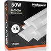 Eurocali Plafoniera LED soffitto 150cm 50W Lineare 6000 lumen - Luce Bianco Naturale 4000K - Pacco da 6 plafoniere