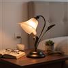 ILAB Lumetto comodino a 1 luce destro in ferro battuto e vetro realizzato e decorato artigianalmente coll. calla vetro