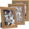 PHOTOLINI Cornice 18x24 in legno di quercia, set di 3 cornici in vero legno rustiche, casa al mare, Made in Germany, con vetro, da appendere e da appoggio, accessori extra - look naturale driftwood