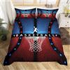 Homemissing Set di biancheria da letto sportivo con tema basket, copripiumino con cornice da basket blu e rosso, biancheria da letto leggera per bambini ragazzi e ragazze, copripiumino per giochi di