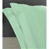 Home Tresor - Raffinata Coppia di Federe Cuscini Letto con Volant - 100% Puro Cotone - Made In Italy - 57 fili cm2 - cm. 52x82 - Verde Acqua