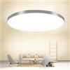 Mengjay Plafoniera LED 3000K-6000K Dimmerabile, Rotonda per Bagno, Camera da Letto, Cucina, Soggiorno, Balcone, Ufficio, Portico (Argento, 56W)