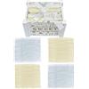 HOME ZEN HOUSEHOLD LINEN Cesto in Legno Shabby Chic con 4 Asciugamani in Cotone 30x30 cm, Idea Regalo (BIANCO HOME SWEET HOME)