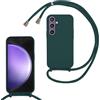 SLWYF Custodia per Samsung Galaxy S25 FE Cover con Cordino, Silicone Antiurto TPU Morbido Corda Collana Necklace Regolabile Stylish con Catena Ultra Sottile Cover Case, Verde scuro