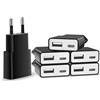 SCHITEC Caricatore USB 5 V/1 A 2 Port Mini Caricatore da Parete USB Adattatore di Alimentazione Mobile per prese USB da Viaggio in Casa per iPhone 12/11/XS/XR, Pad,LG G5, Samsung Galaxy S8, Huawei (Nero