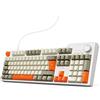 nacodex AJAZZ AK35I V3 - Tastiera meccanica cablata, tastiera da gaming, 104 tasti, dotata di tasti multimediali e manopola girevole, con tastiera QWERTZ tedesca, grigio beige, arancione
