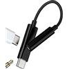 WASRUYI Adattatore USB C a 3.5mm Cuffie Audio(2in1)per Apple iPhone 16 tipo c Ricarica Adapter compatibile per Samsung Auricolari Cavo Aux Microfono Splitter Type-C Caricabatteria Convertitore Auto Accessori